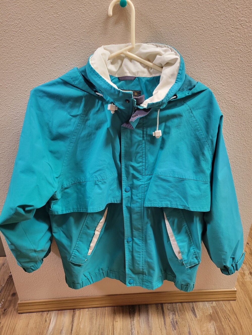 Eddie Bauer Windbreaker Jacket Mens Medium Blue Hooded Gore-Tex Vented Full Zip